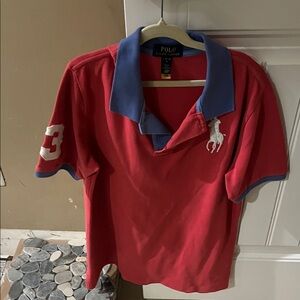 Polo by Ralph Lauren Red Kids Polo with Blue Trim